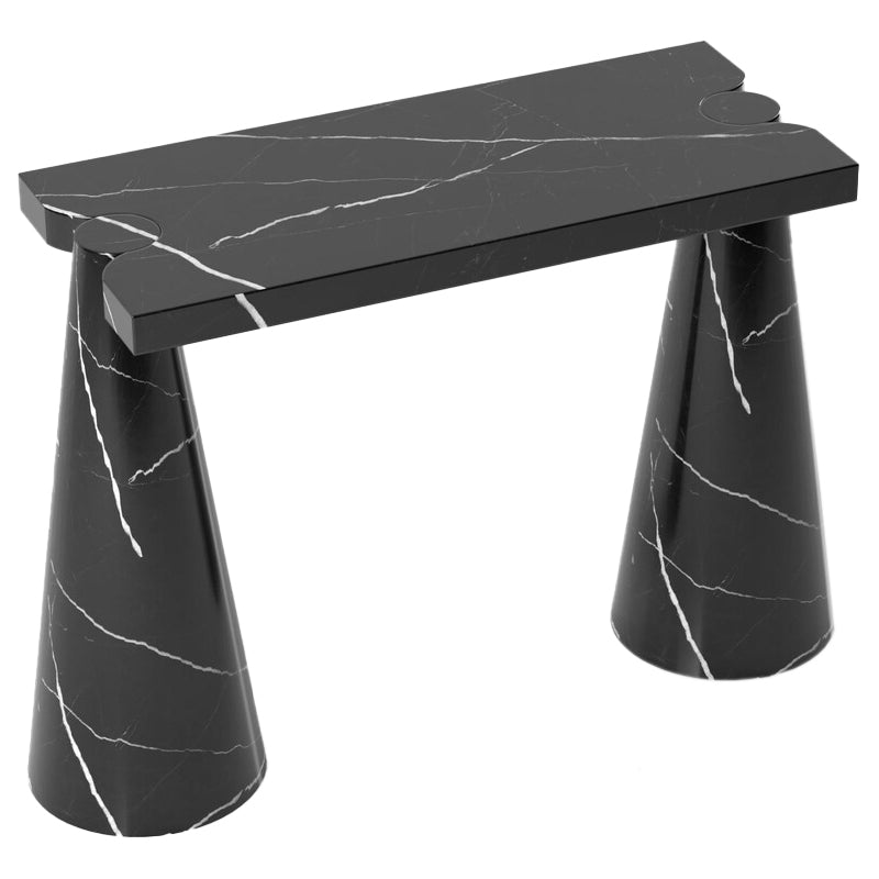 Toros Black Marble Designer Cone Shape Legs Console Polished