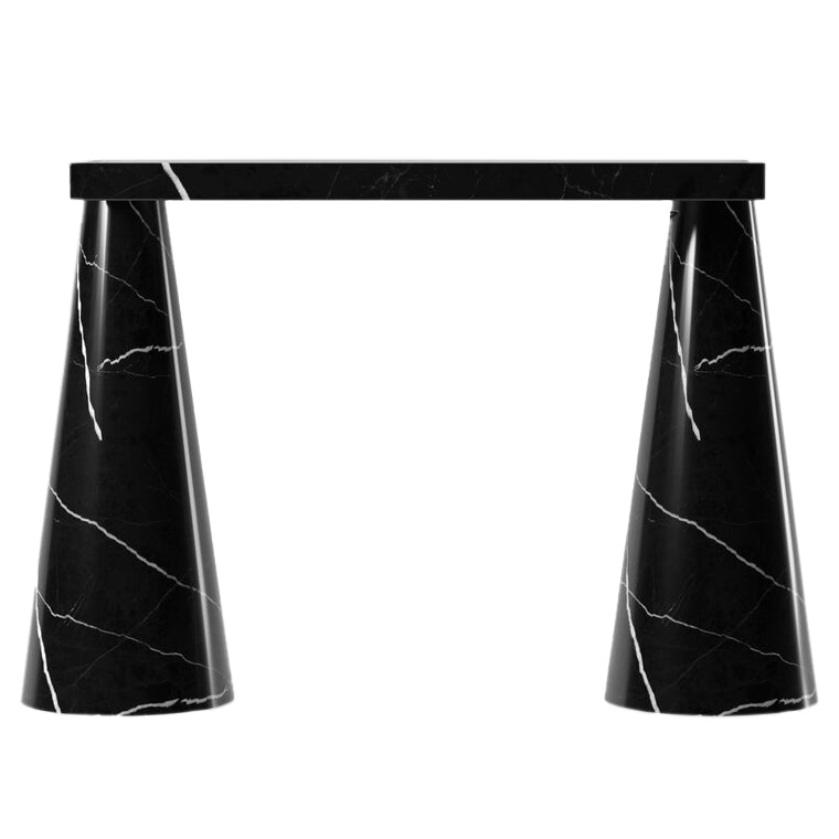Toros Black Marble Designer Cone Shape Legs Console Polished