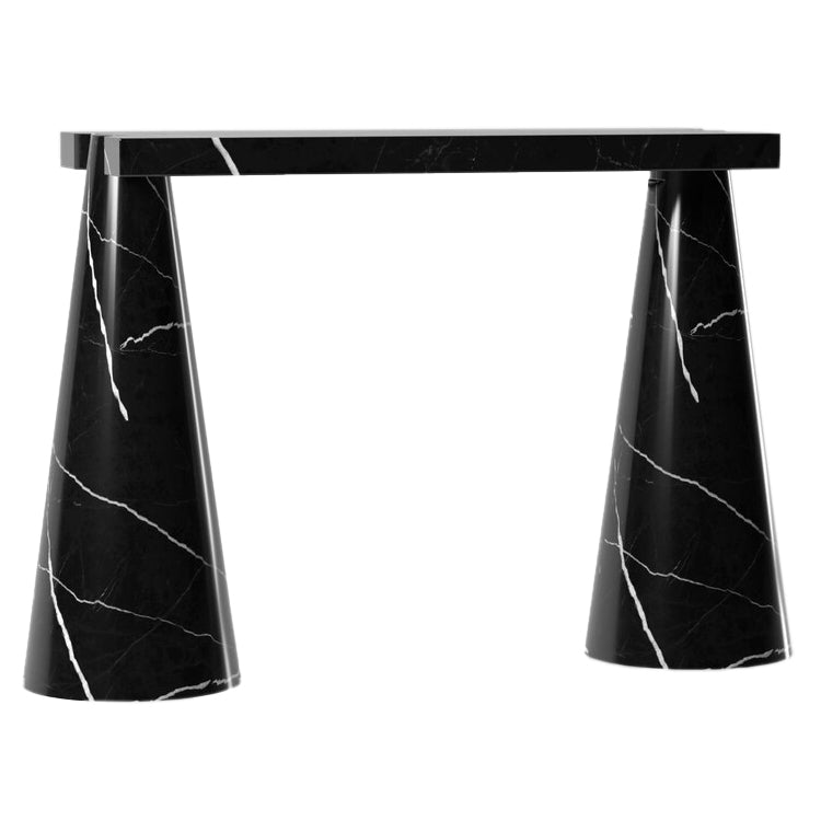 Toros Black Marble Designer Cone Shape Legs Console Polished