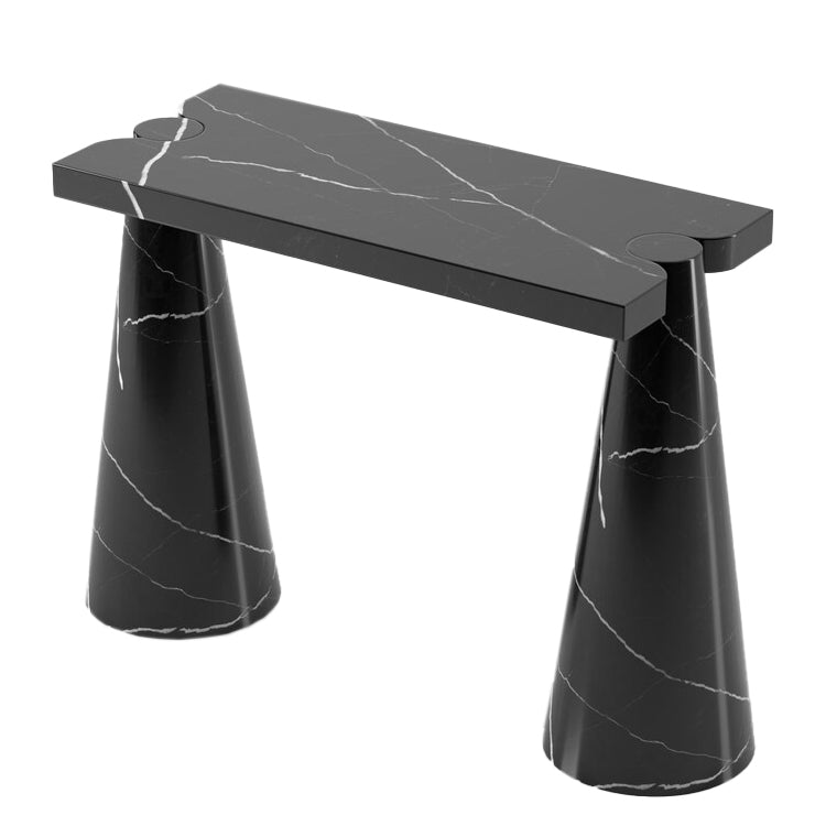 Toros Black Marble Designer Cone Shape Legs Console Polished