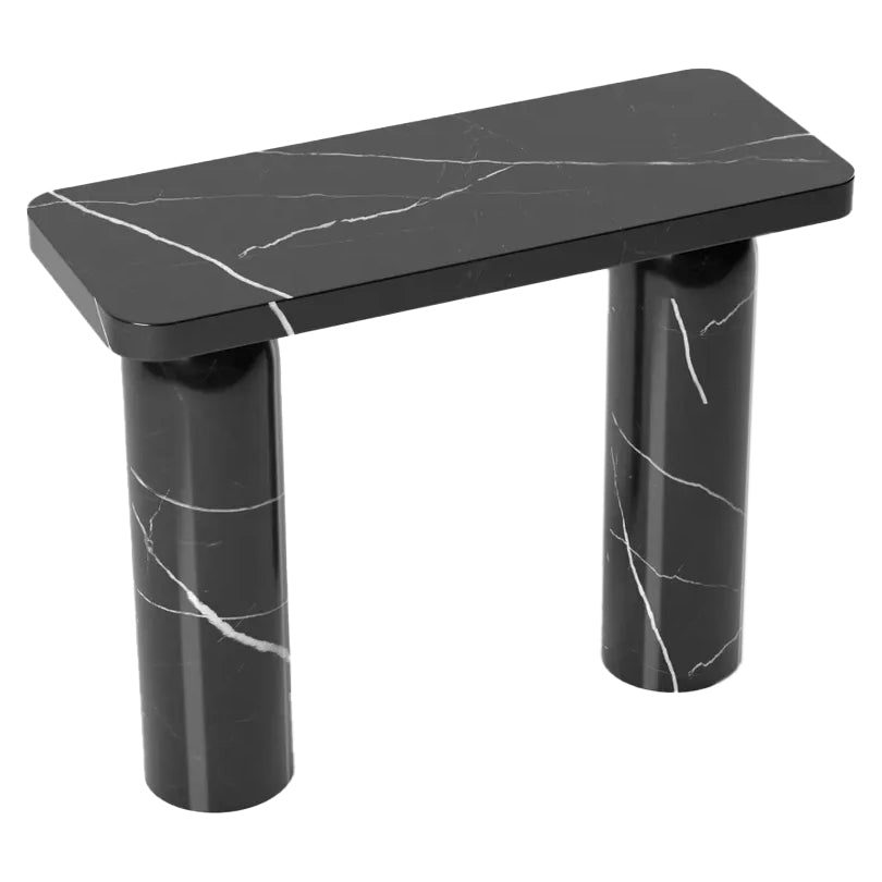 Toros Black Marble Designer Round Legs Console Polished