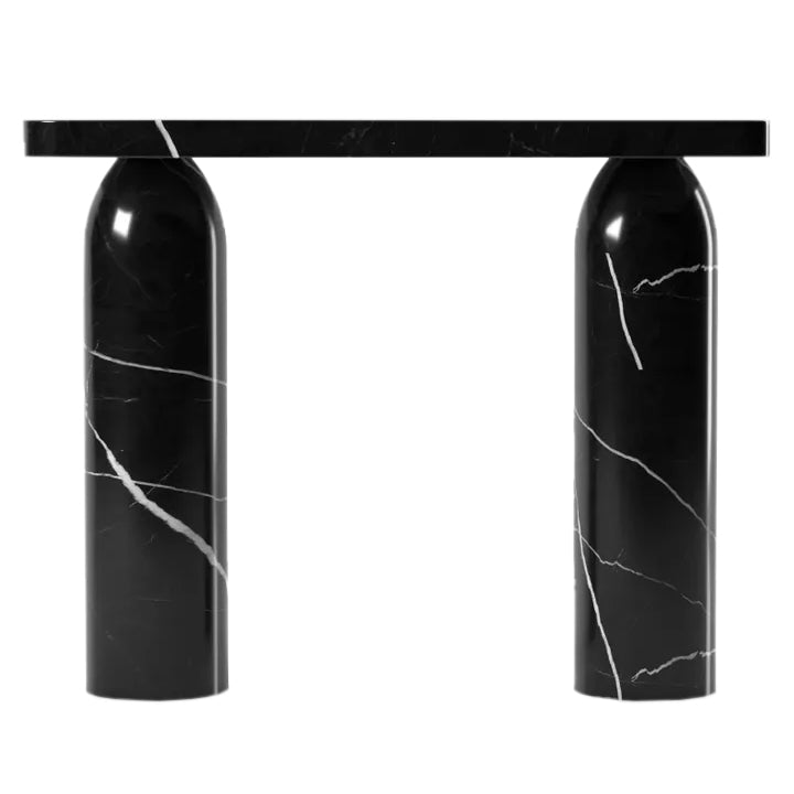 Toros Black Marble Designer Round Legs Console Polished