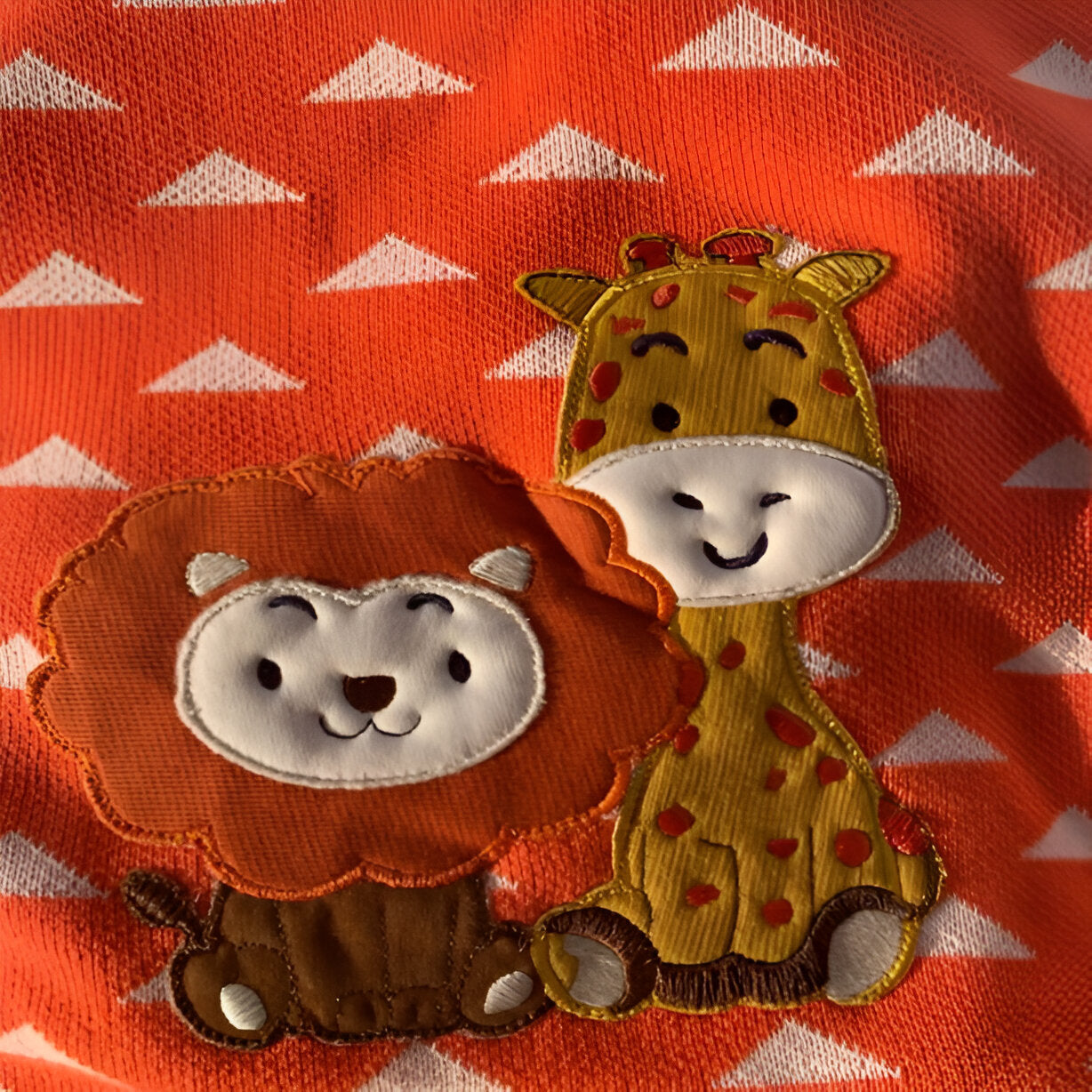 Triangles Orange White Knitted Cotton Baby Blanket