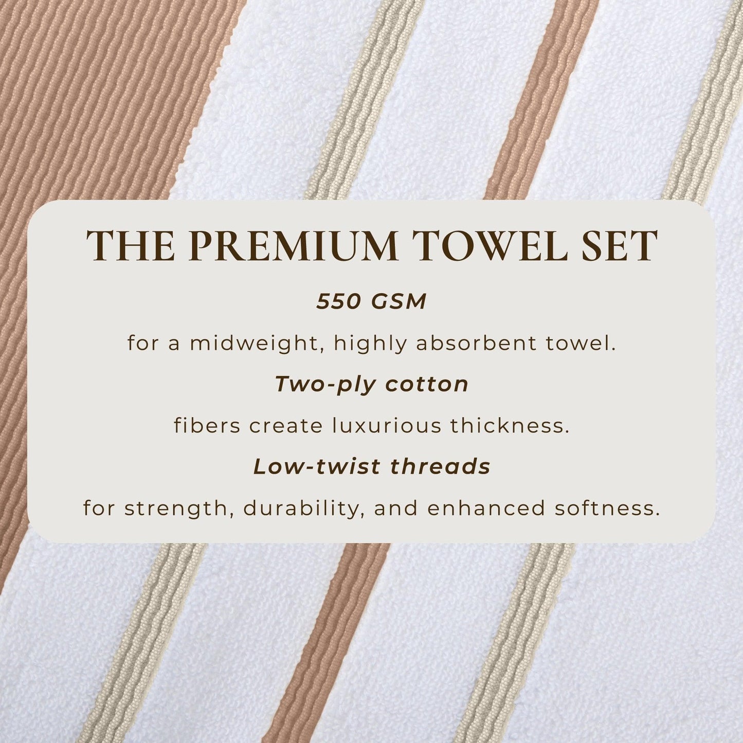 Decorative Cotton Stripe Bath Towel Set - Noelle Collection