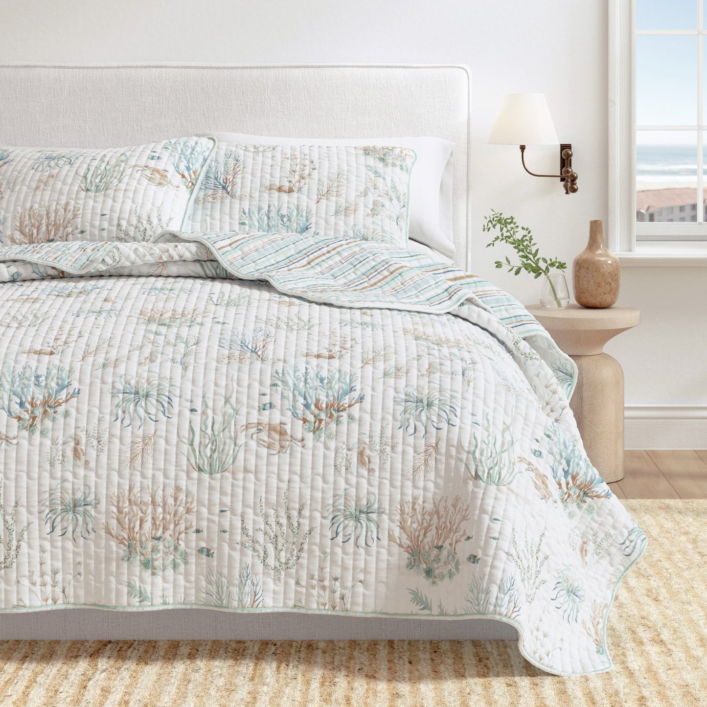Coastal Printed Cotton Quilt Set - Santa Barbara Collection
