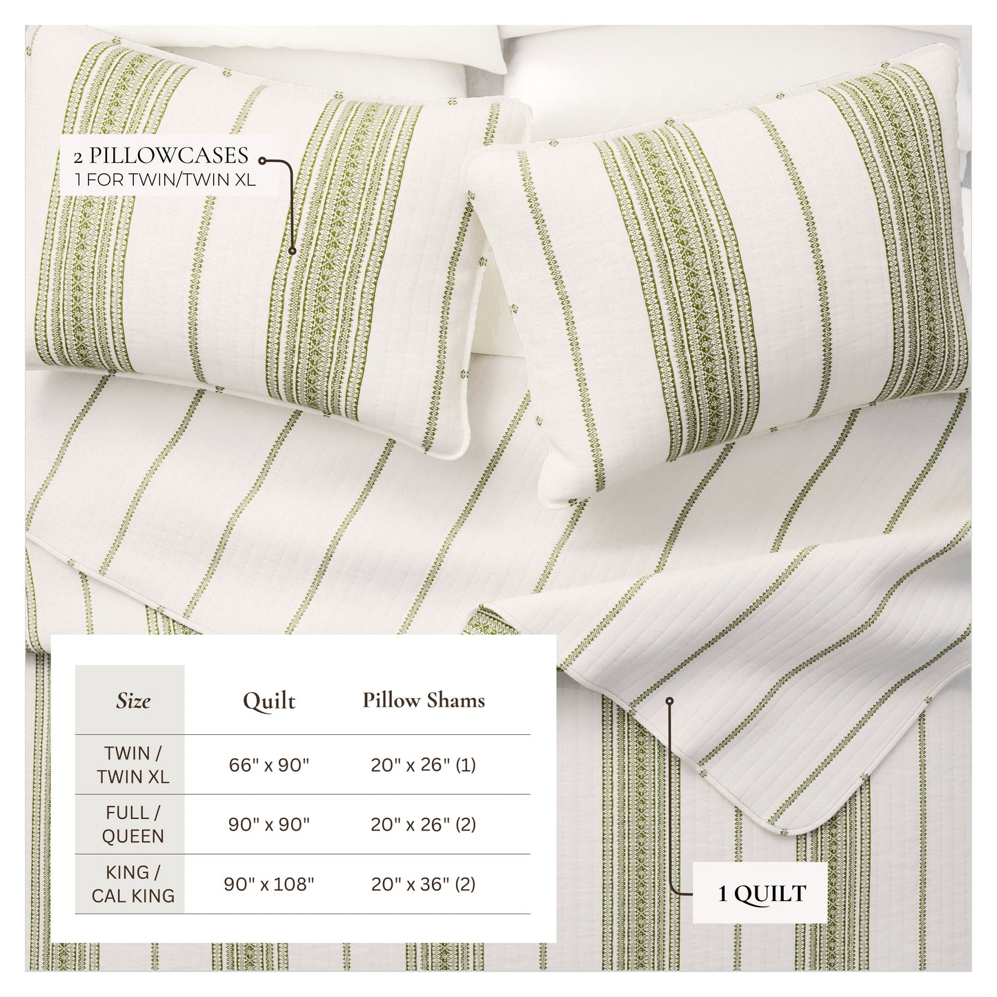 3-Piece Stripe Quilt - Wesley Collection