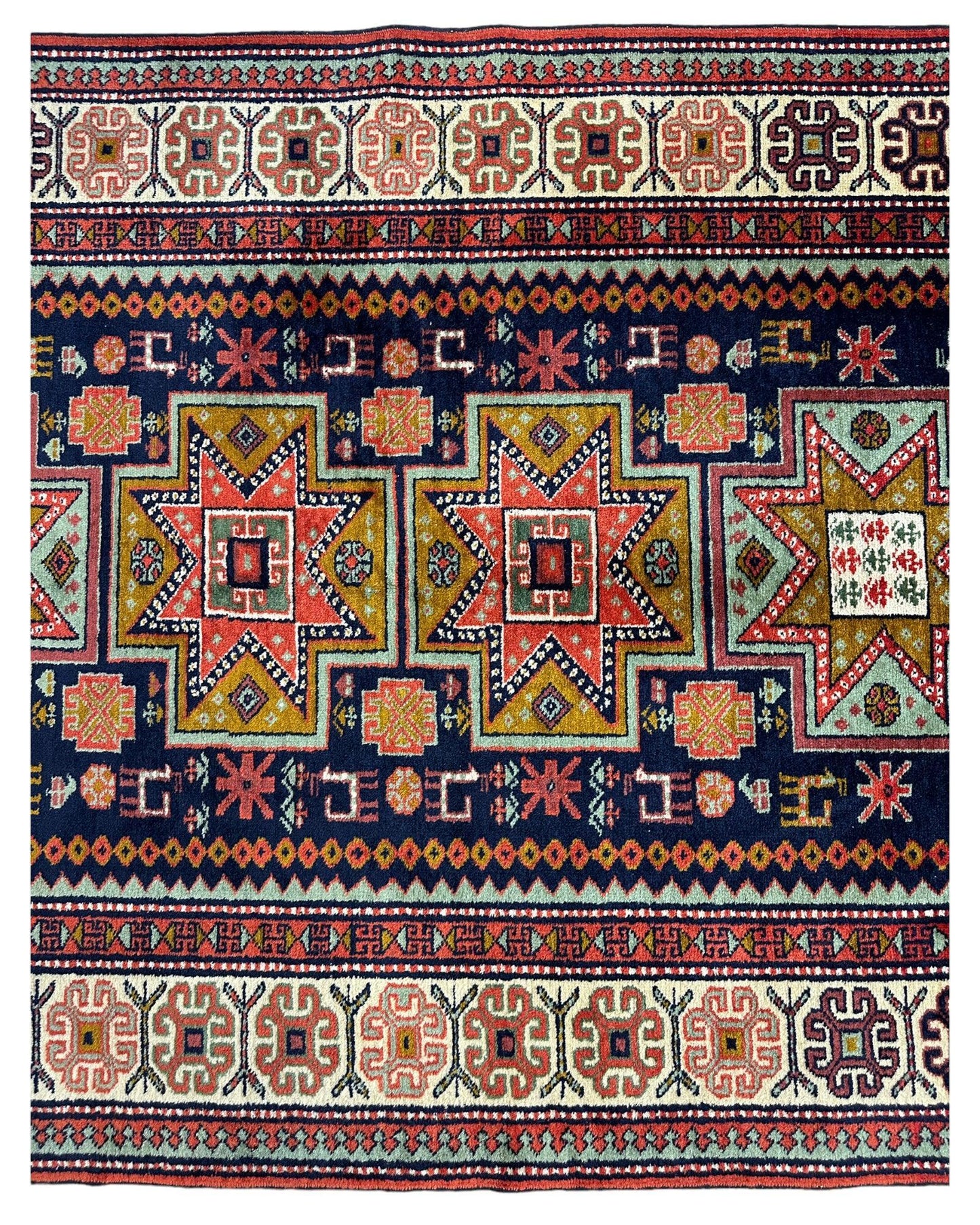 Vintage Armenian Karabakh/Artsakh Wool Rug | 1960s Hand-Knotted 4x7