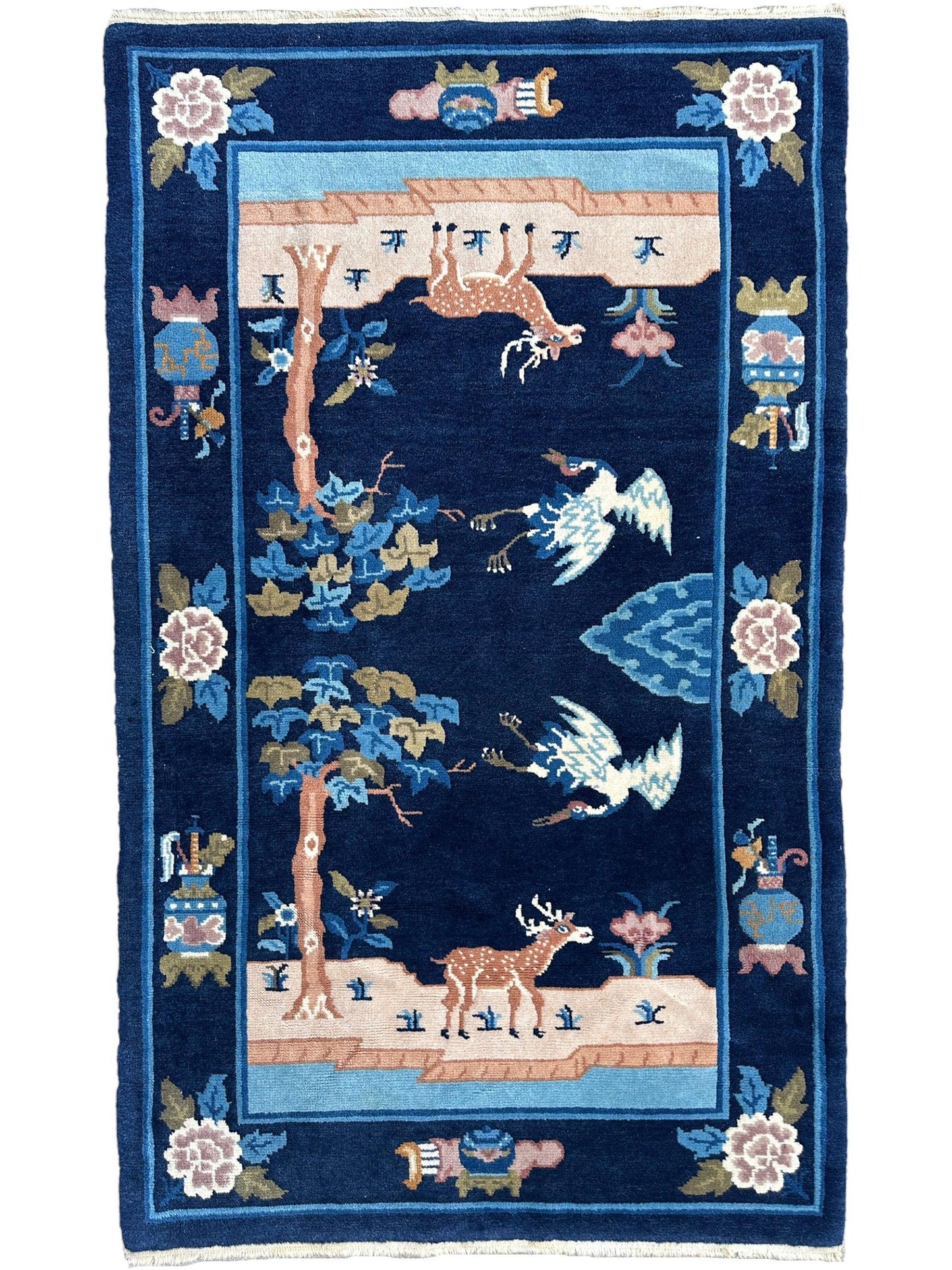 Vintage Pictorial Tibetan Rug 3’ x 5’1”