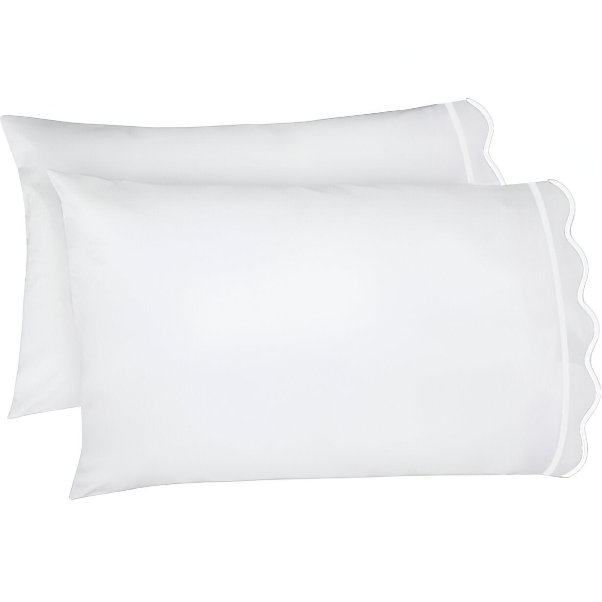 400TC Cotton Scallop Embroidery & Border Sateen Solid Pillowcases (Set Of 2)