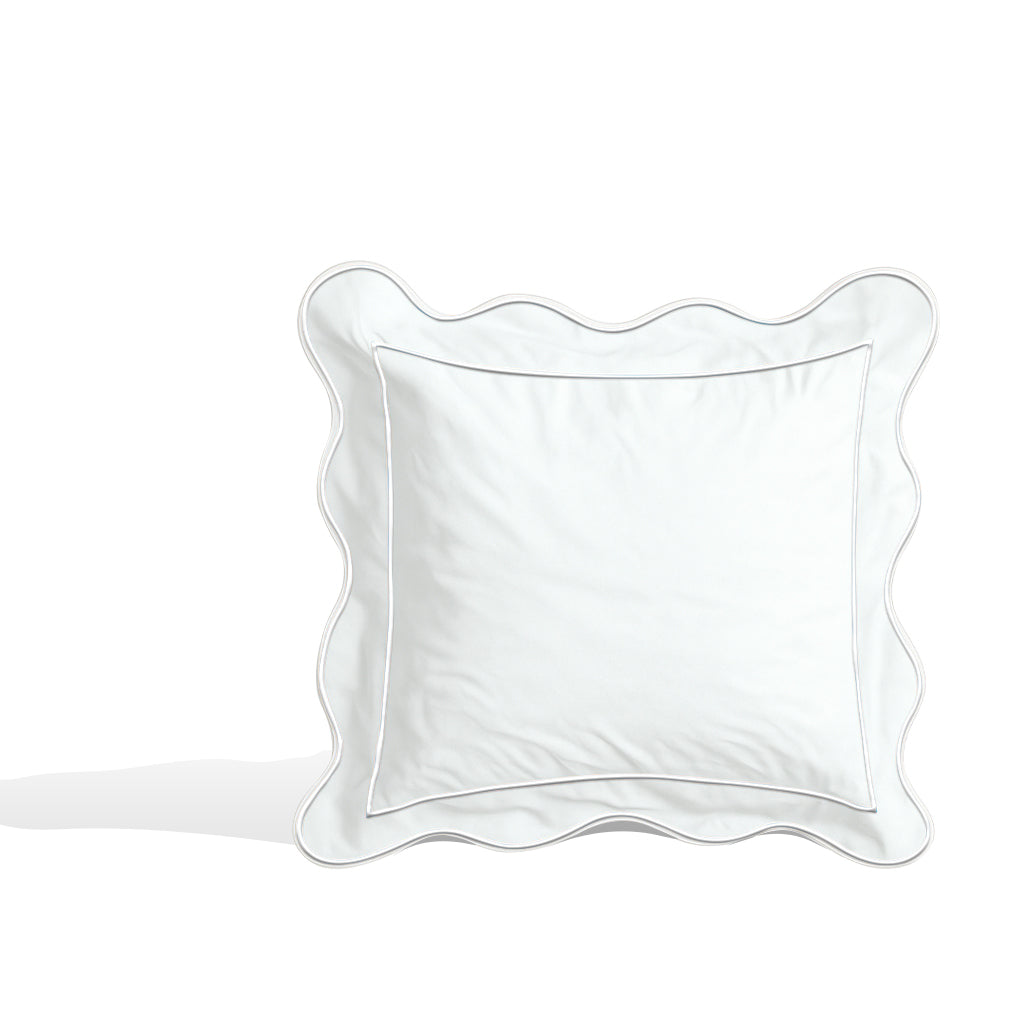 Monogram 400TC Cotton Scallop Embroidery & Border Sateen Solid Euro Sham