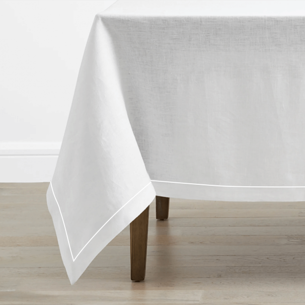 Single Embroidery Border Linen Table Cloth