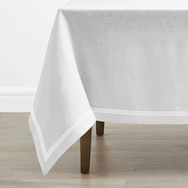 Triple Embroidery Border Linen Table Cloth