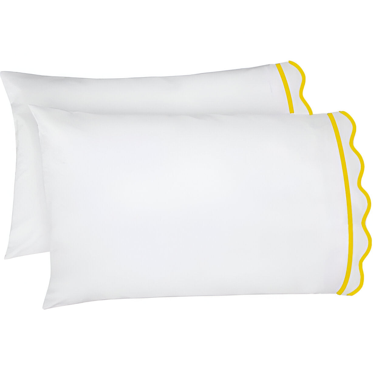 400TC Cotton Scallop Embroidery & Border Sateen Solid Pillowcases (Set Of 2)