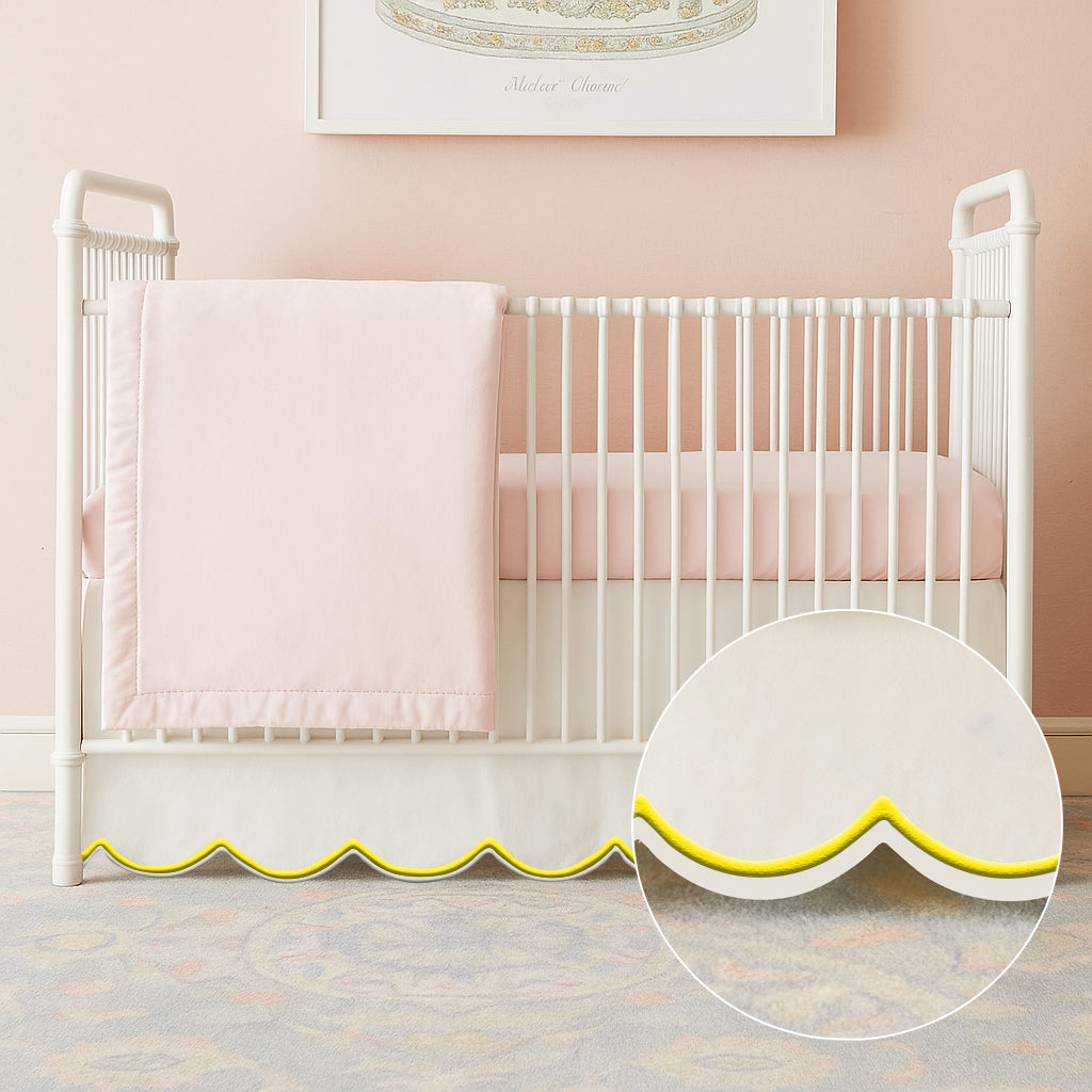 Scallop Embroidery Cotton Crib Skirt