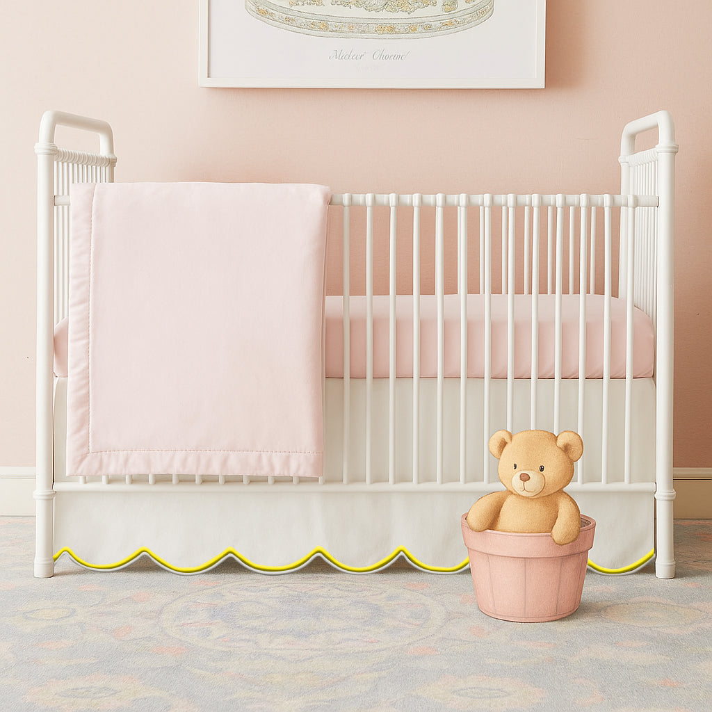 Scallop Embroidery Cotton Crib Skirt