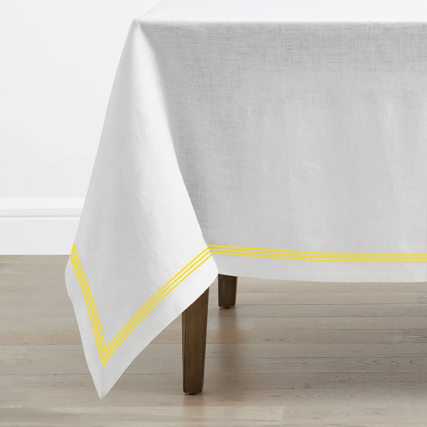 Triple Embroidery Border Linen Table Cloth