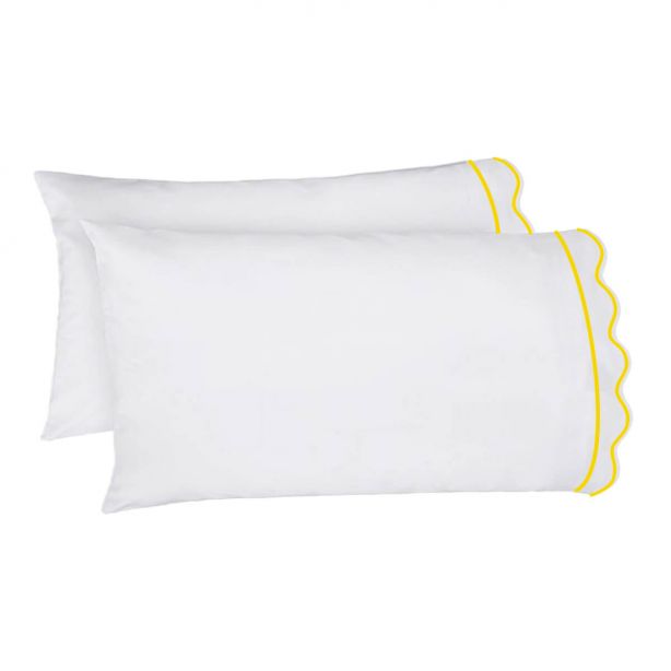 400TC Cotton Scallop Embroidery & Border Sateen Solid Sheet Set