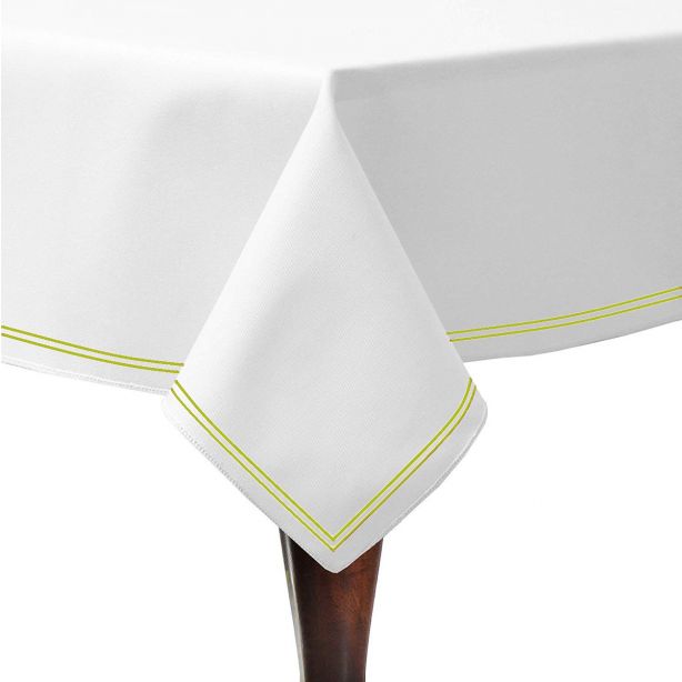 Double Embroidery Border Cotton Sateen Solid Table Cloth