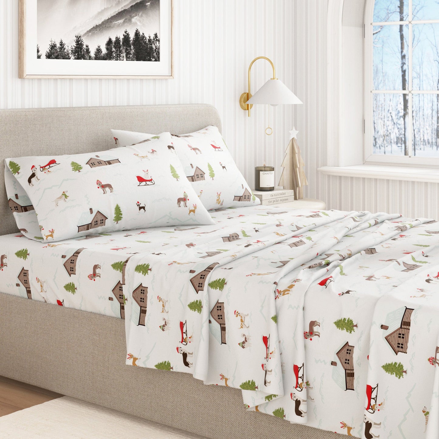 4-Piece Turkish Cotton Christmas Flannel Sheet - Whittaker Collection